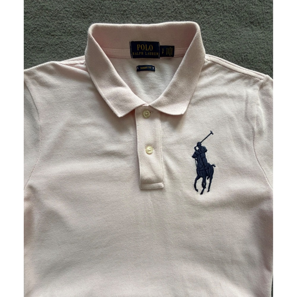 Polo Ralph Lauren Pink Skinny Fit Big Pony Cotton Pique Polo Shirt Sz S/P- EUC